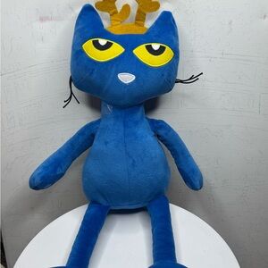 Kohl's Blue Plush Cat with Gold Antlers